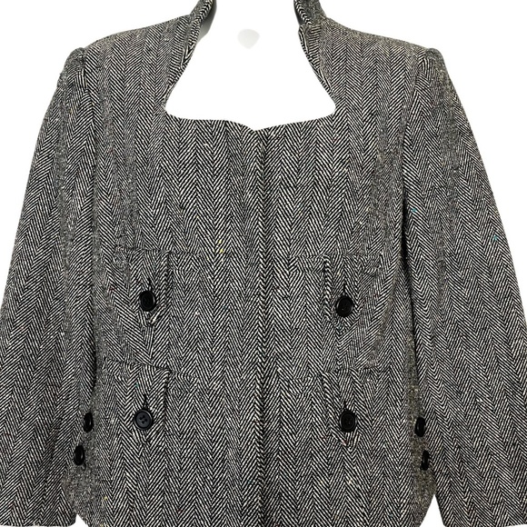CACHE Herringbone Cotton Blend Black White Colorful Specks Suit Jacket Blazer  6 - Picture 2 of 15